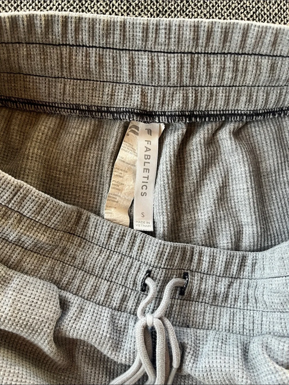 Fabletics Light Gray Waffle Joggers - Picture 2 of 5